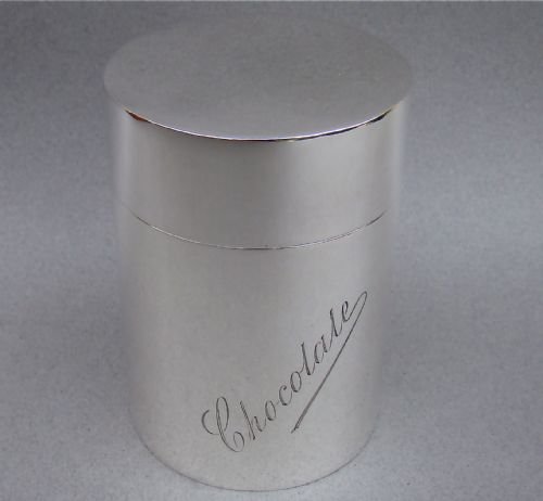 edwardian silver chocolate canister by william comyns london 1901