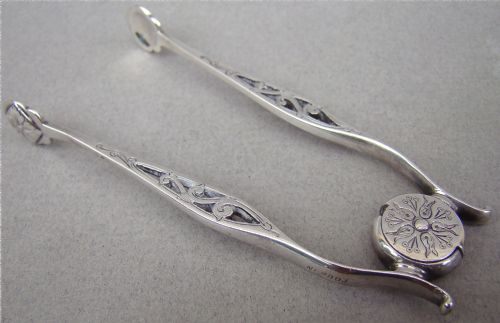 19th century french silver spring loaded scissors sugar tongs circa 1880