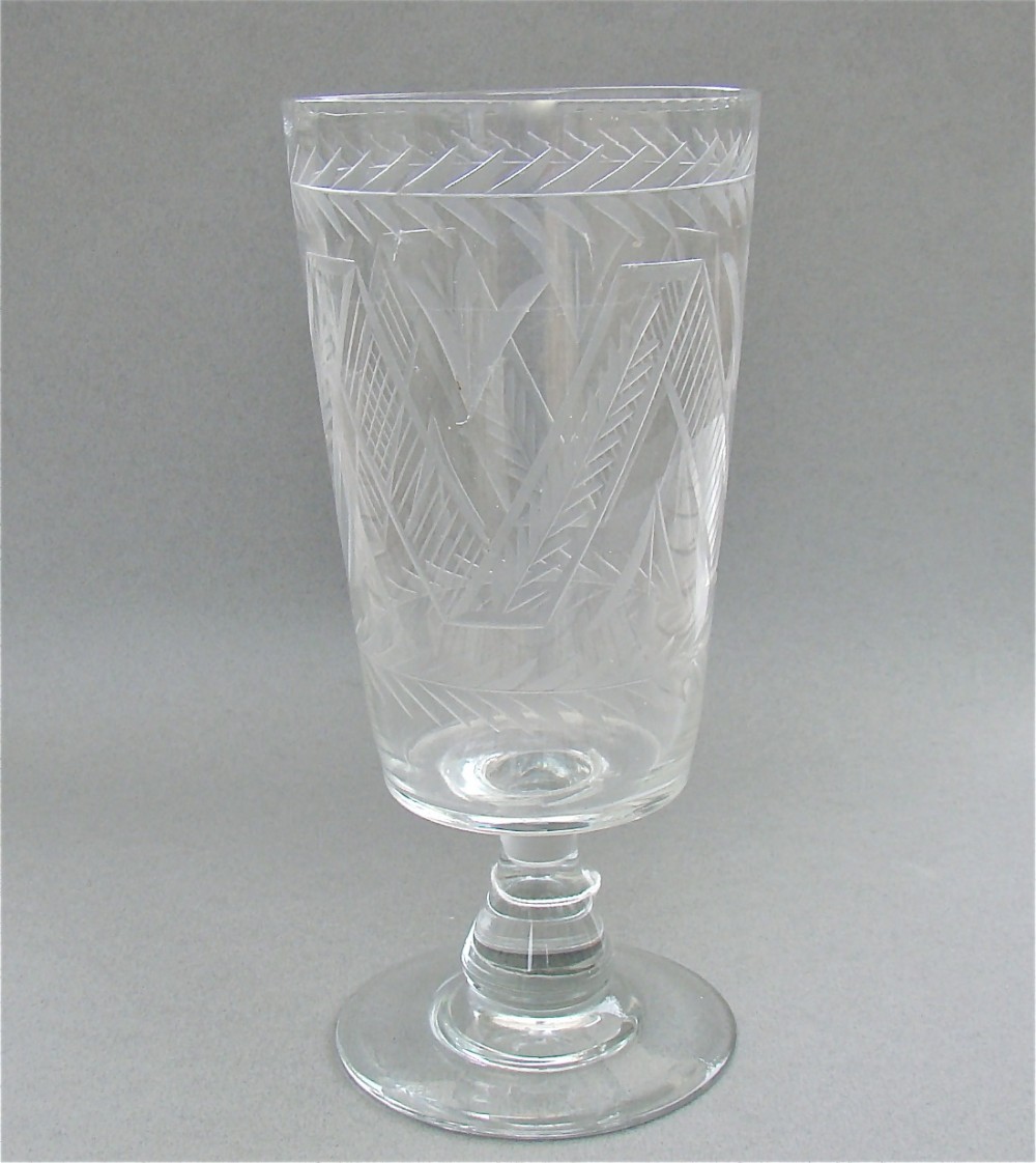 Victorian Engraved Crystal Glass Celery Vase Circa 1870 423922