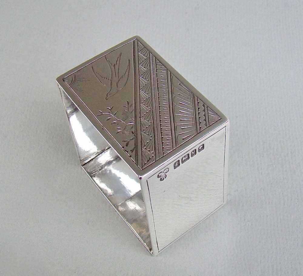 victorian silver aesthetic movement napkin ring by william wheatcroft harrison birmingham 1888