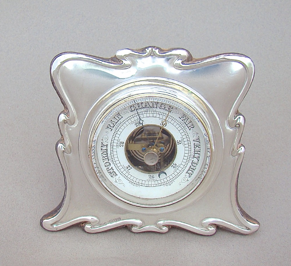 rare art nouveau silver barometer by r j trevitt sons chester 1903
