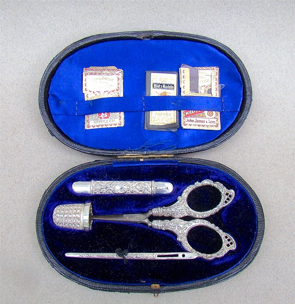victorian silver cased sewing set or necessaire by levi salaman birmingham 1890