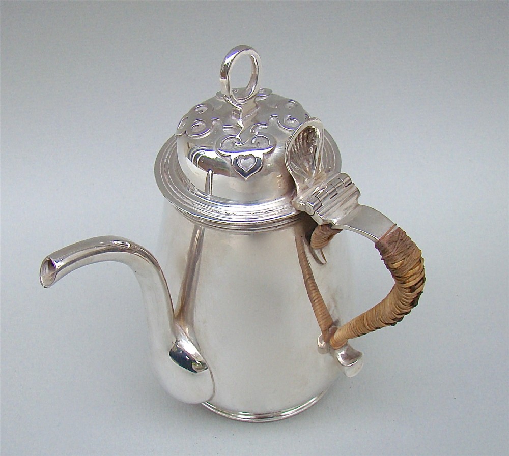 sterling silver bachelor chocolate pot by heming co london 1932