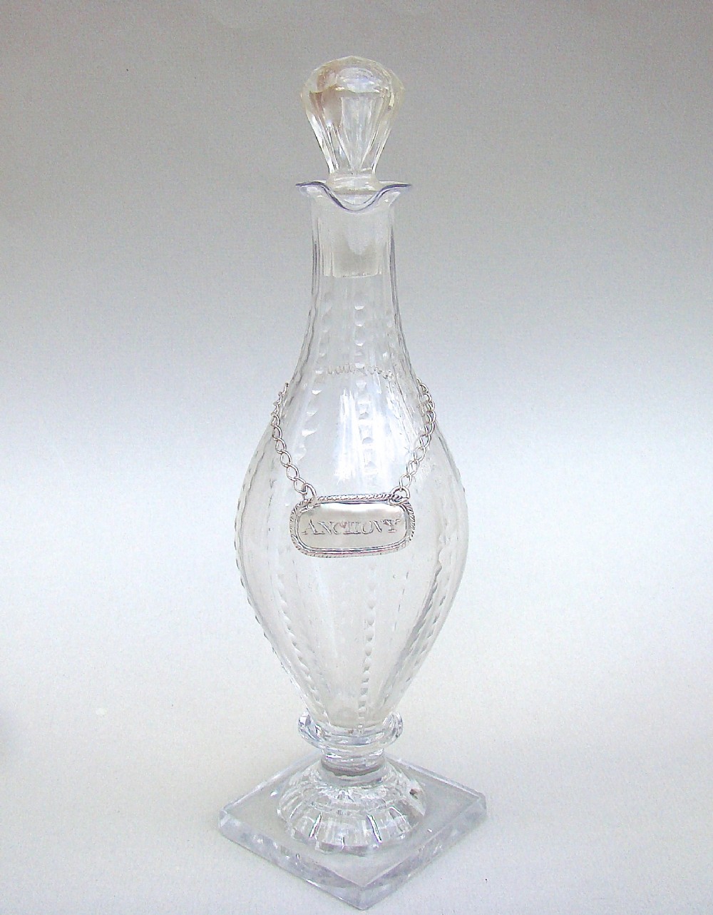 georgian cut glass condiment bottle circa 1790 with anchovy silver sauce label by matthew linwood birmingham 1814