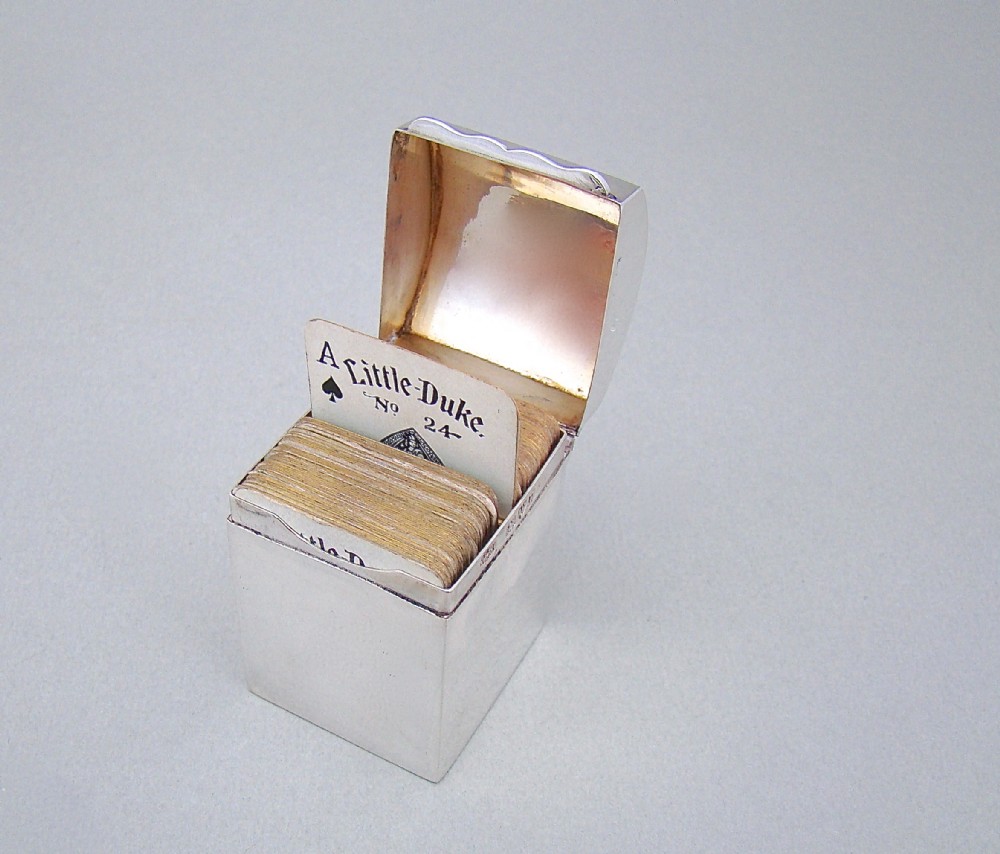 miniature victorian silver patience card box by nathan hayes chester 1898