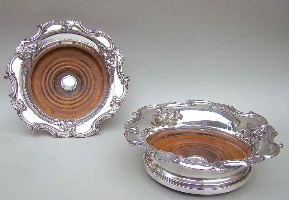 pair of william iv old sheffield plate wine coasters circa 1835