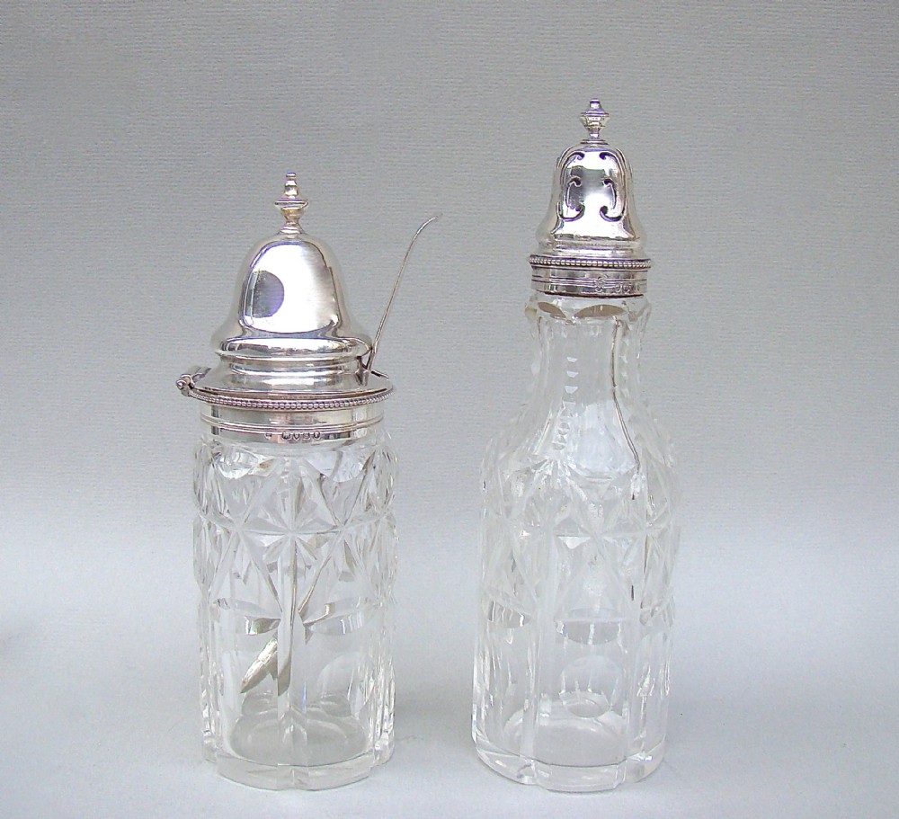 pair of victorian silver mounted dry mustard and pepper jars by barnard sons london 1870
