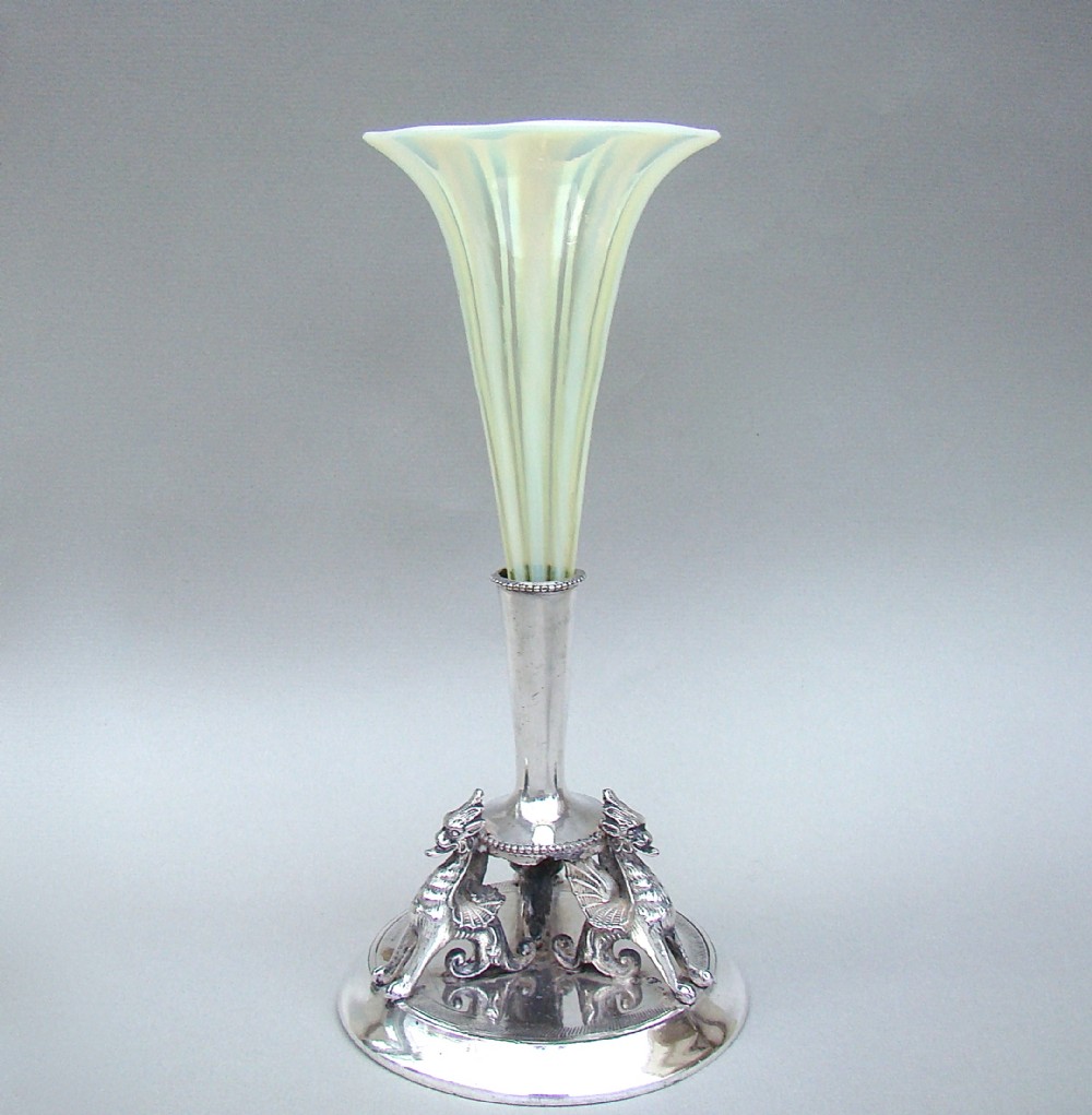 victorian silver plated vaseline glass centrepiece by deykin sons birmingham circa 1870