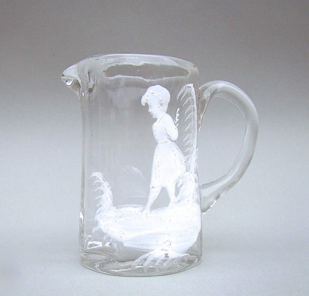 small victorian mary gregory glass cream jug circa 1890