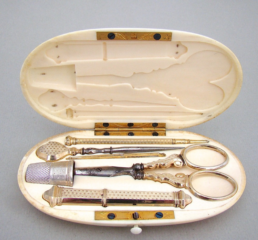 19th century french silver gilt sewing kit paris circa 1890