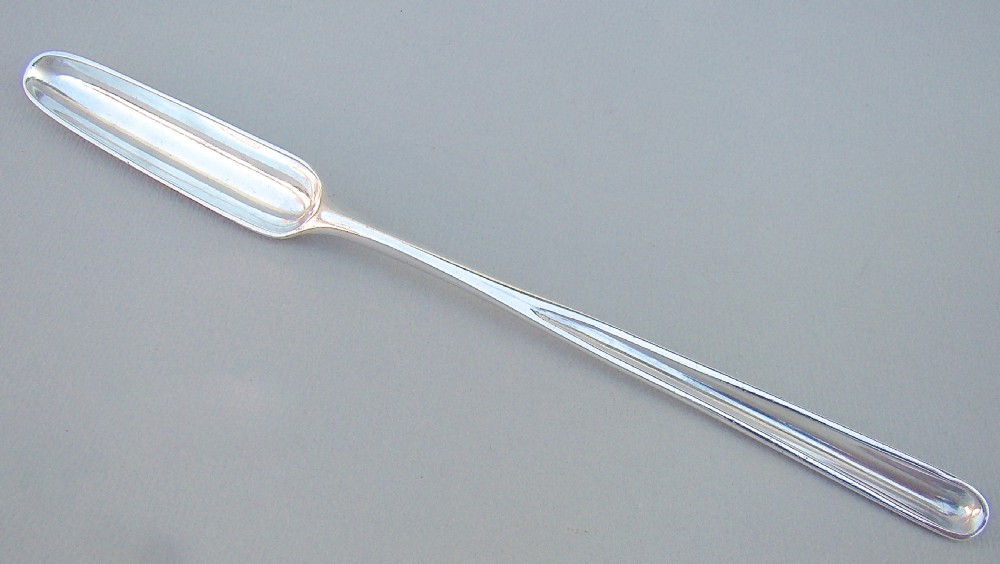 georgian sterling silver crested armorial marrow scoop by william sumner richard crossley london 1779