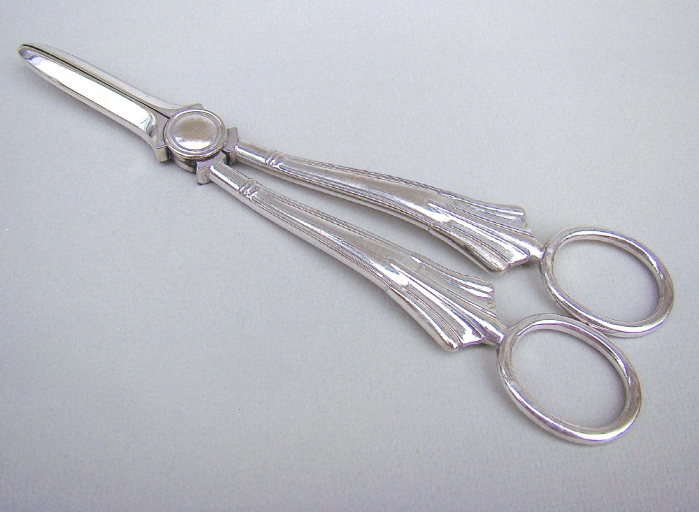 pair of edwardian silver plated albany pattern grape scissors circa 1900
