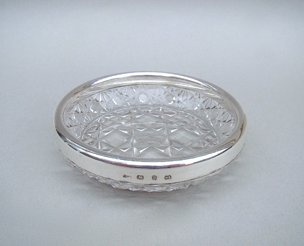victorian sterling silver hobnail glass lemon dish birmingham 1895