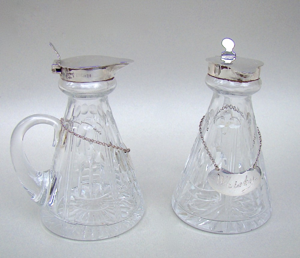 fabulous pair of art deco silver mounted whisky tots by mappin webb birmingham 1936