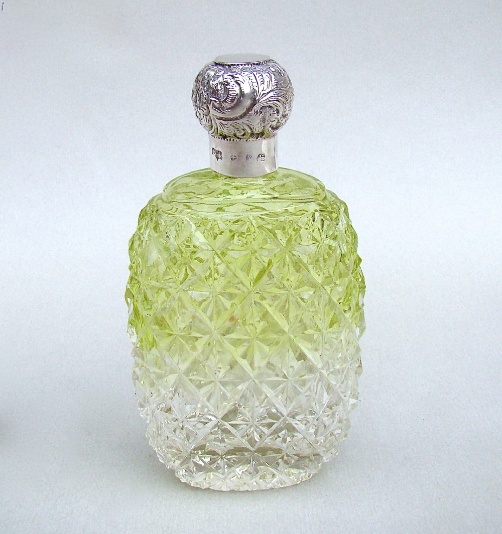 victorian silver cut glass scent bottle by charles may birmingham 1897