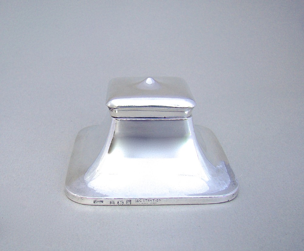 unusual george v silver inkwell by h j cooper co ltd birmingham 1923