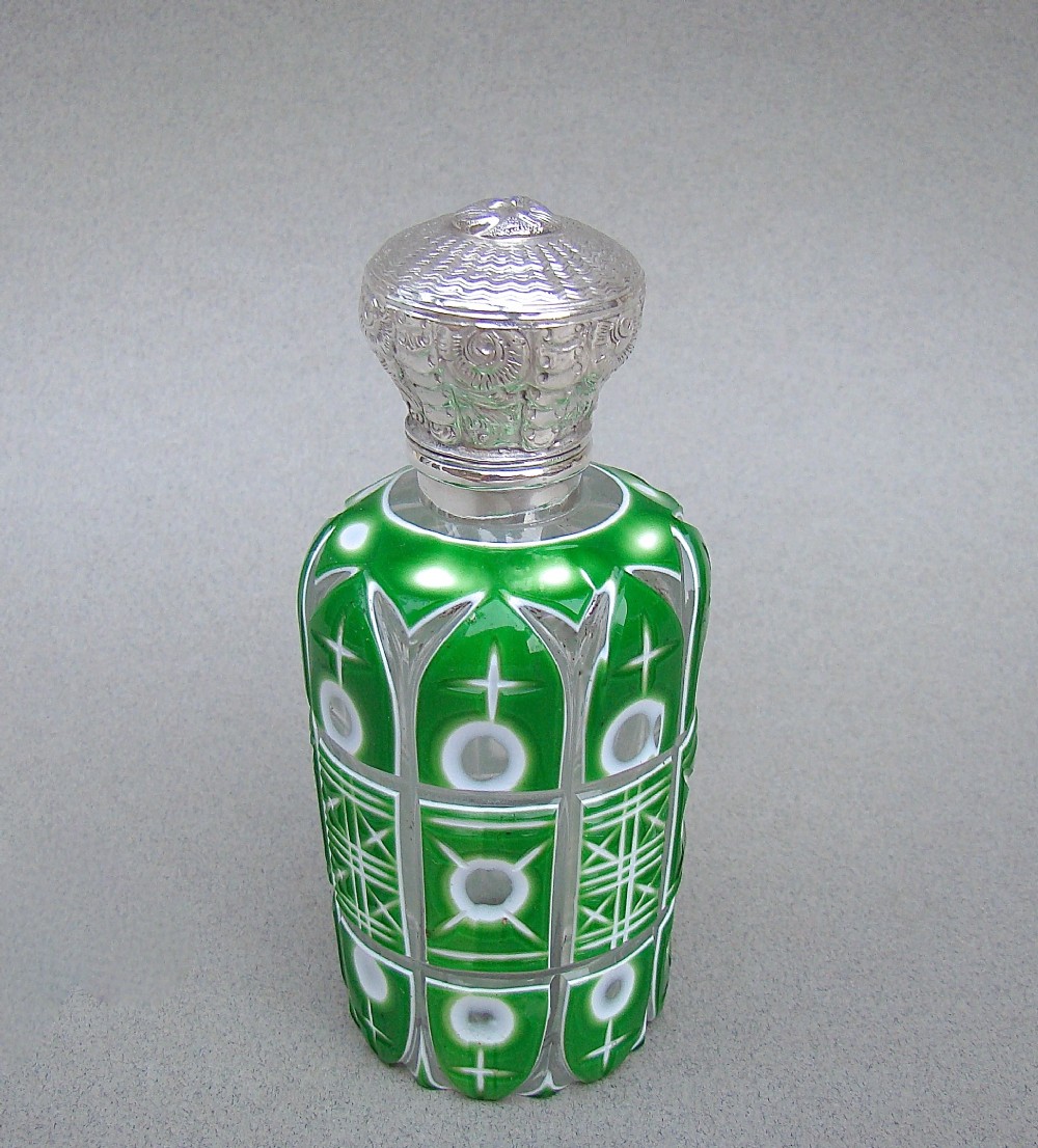 victorian silver bohemian triple cased glass scent bottle circa 1890