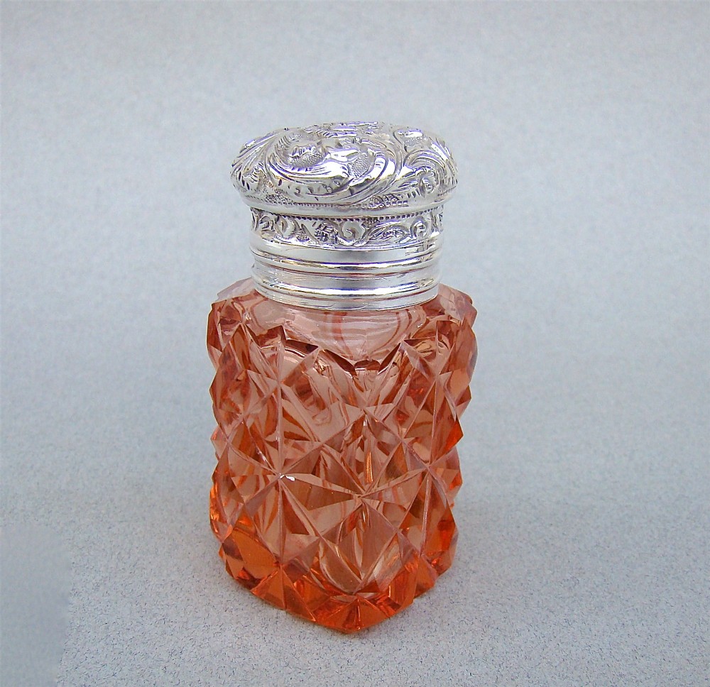 unusual victorian silver cut glass heartshaped scent bottle circa 1895