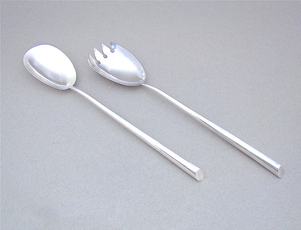 pair of george v solid silver salad servers by john grinsell sons birmingham 1912