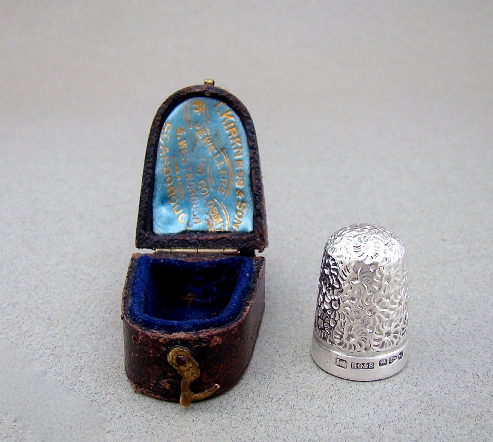cased victorian silver thimble by henry griffith sons ltd chester 1894