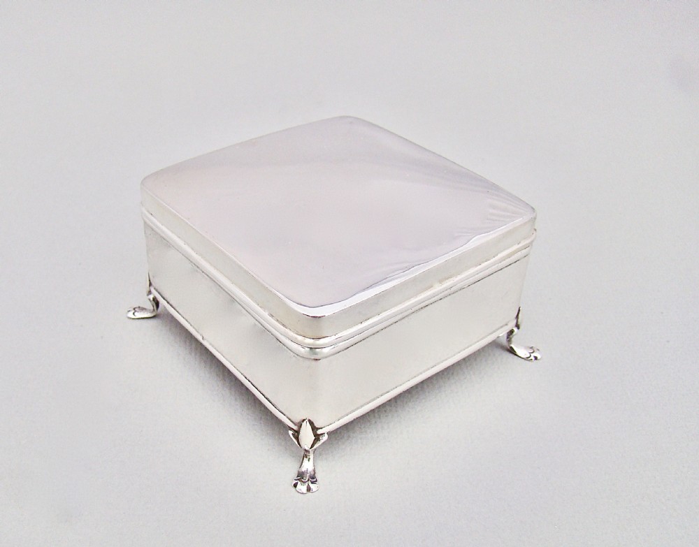 art deco solid silver jewellery box by james deakin sons chester 1920