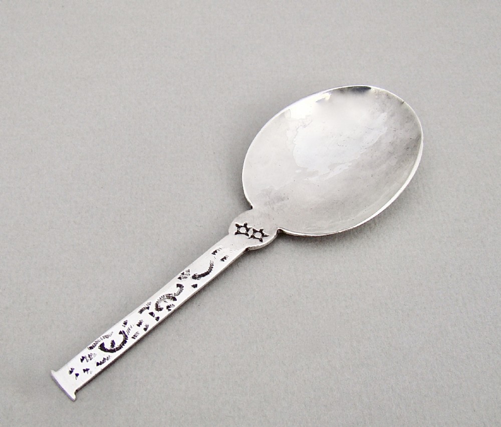 rare arts craft silver caddy spoon by nathan hayes chester 1906