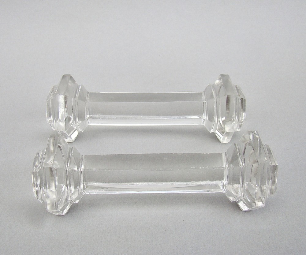 pair of victorian crystal glass knife rests circa 1880
