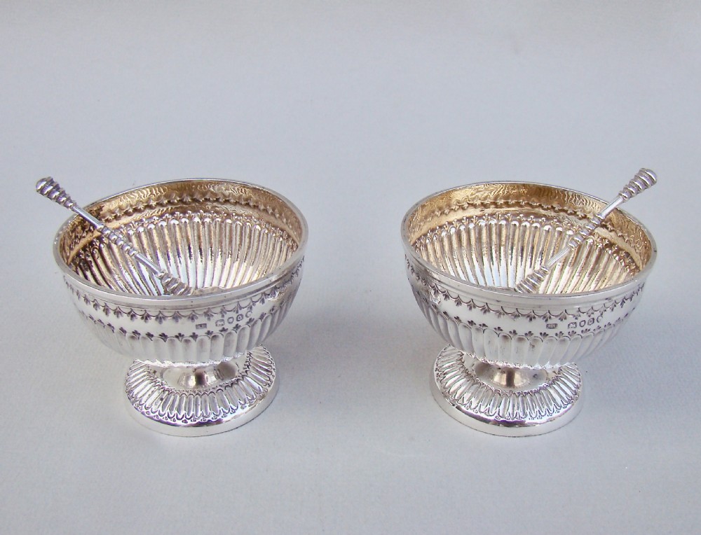 pair of victorian solid silver salts by robert hennell london 1869