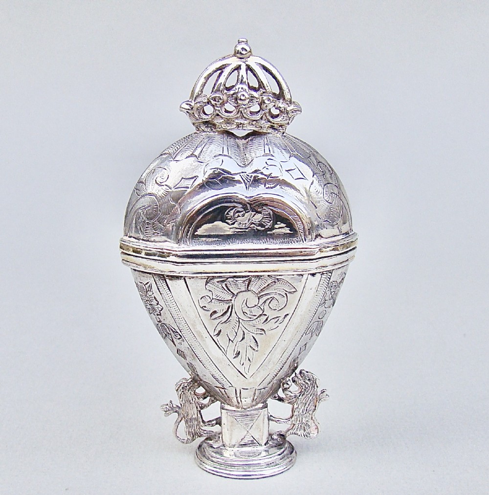 18th c scandinavian silver heartshaped hovedvandsg vinaigrette love token circa 1780