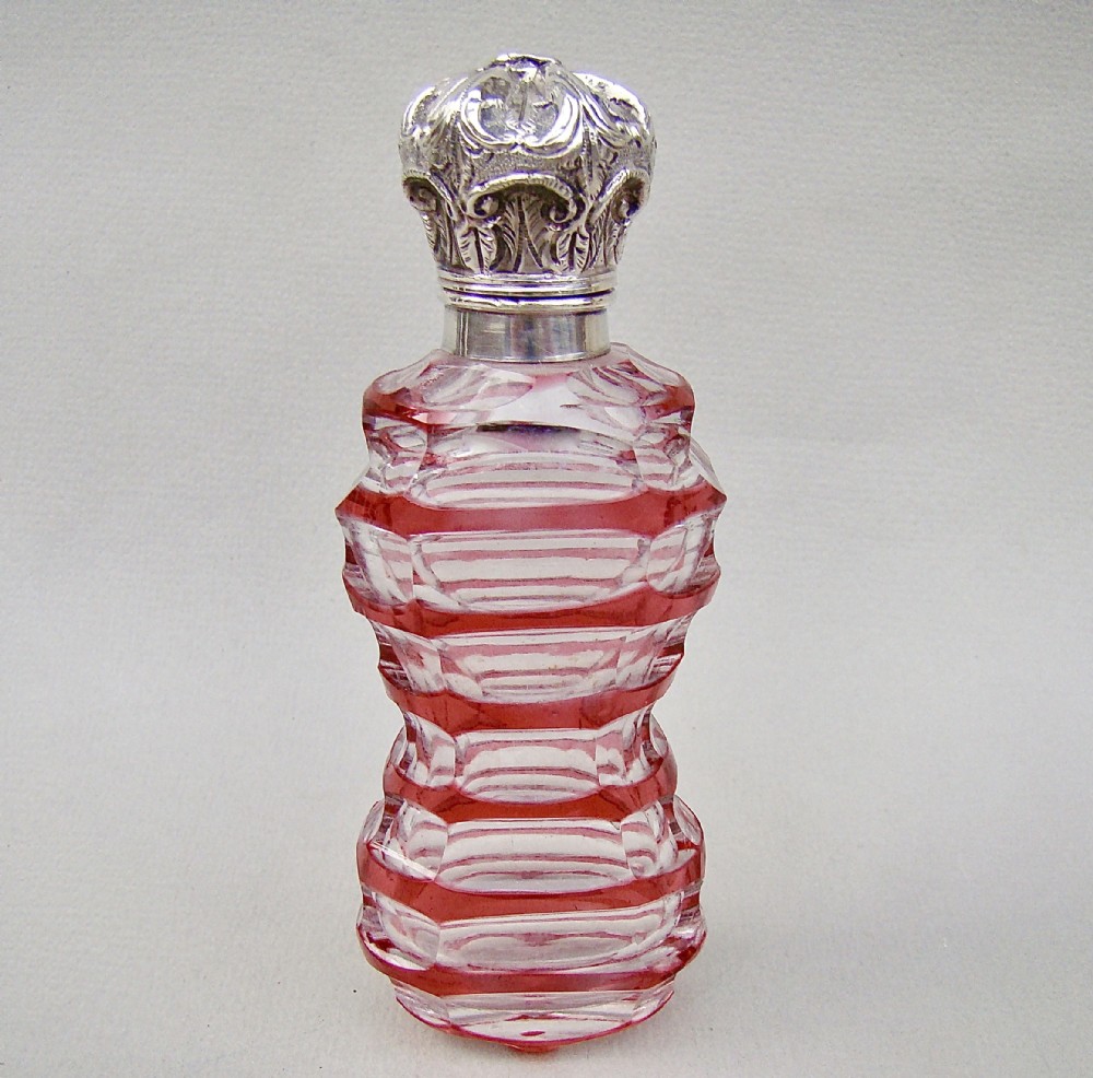 large victorian bohemian overlay cranberry glass scent bottle circa 1870
