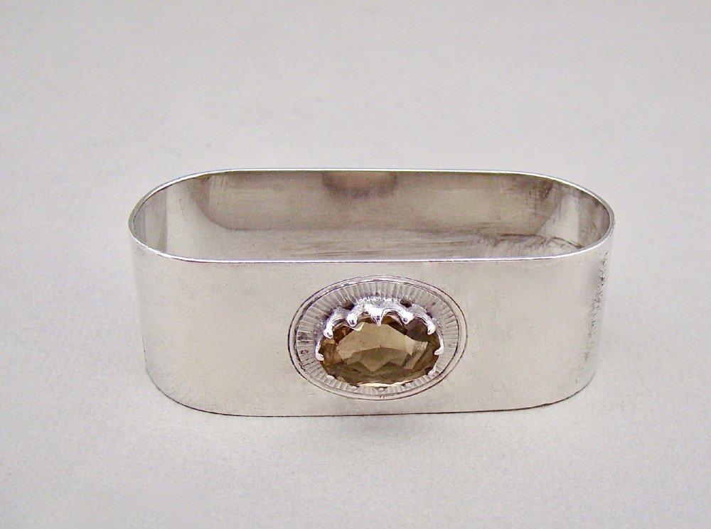 arts craft silver napkin ring inset with citrine by joseph cook son birmingham 1931