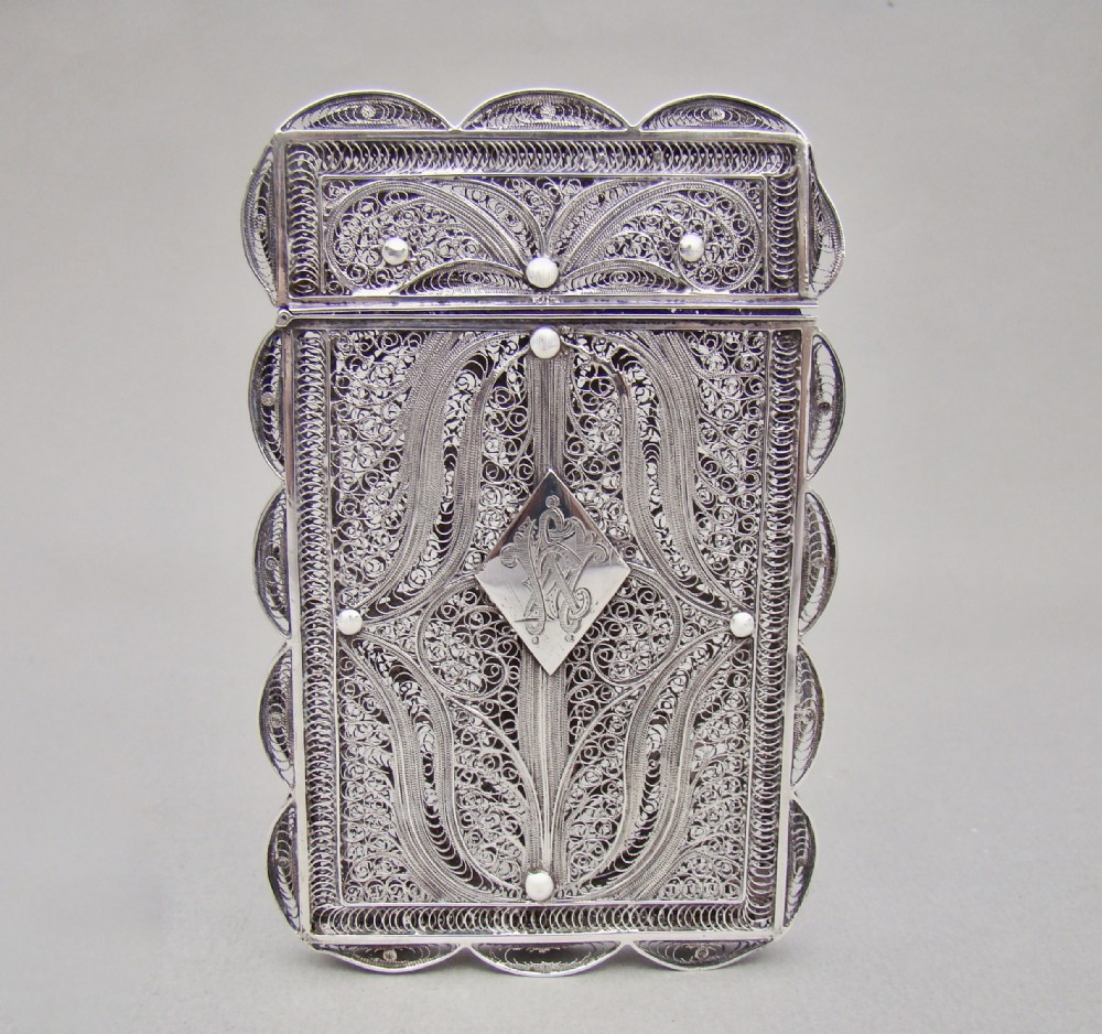 exquisite victorian silver filigree card case circa 1880