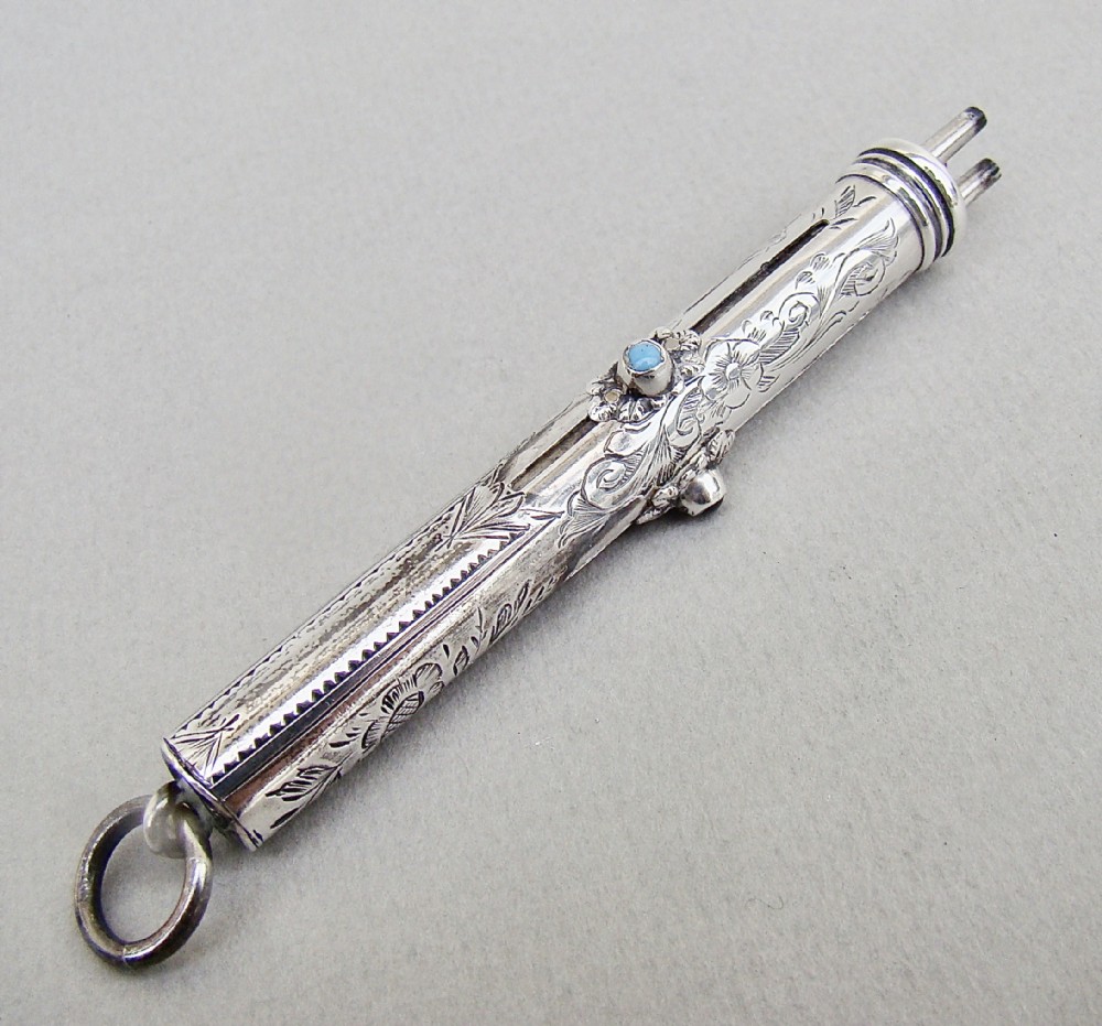 unusual victorian silver triple lead propelling pencil by william vale sons birmingham 1896