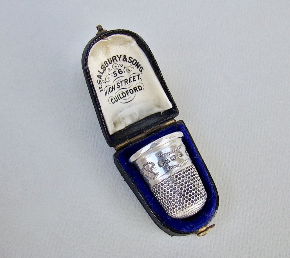 cased george v silver thimble by charles horner chester 1911