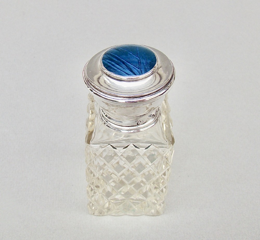 george v silver butterfly wing glass scent bottle by g w aldridge birmingham 1924