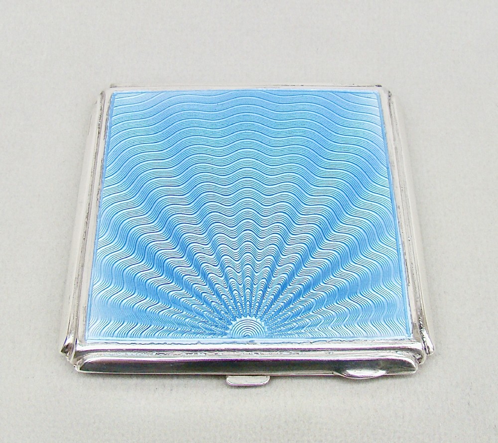 stunning art deco silver and guilloche enamel compact by deakin francis birmingham 1921