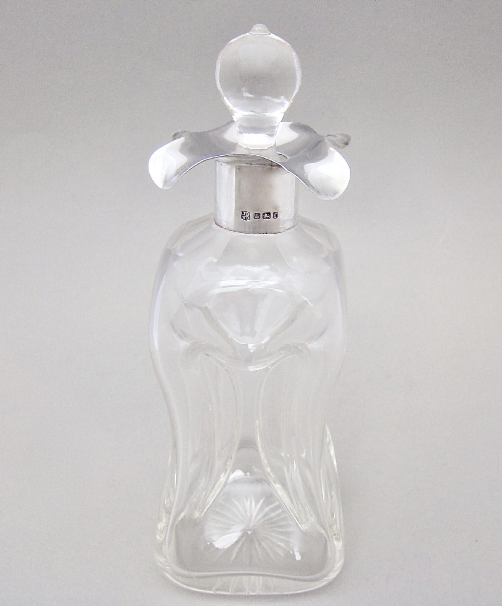 victorian silver glass glug glug decanter by james deakin sons sheffield 1898