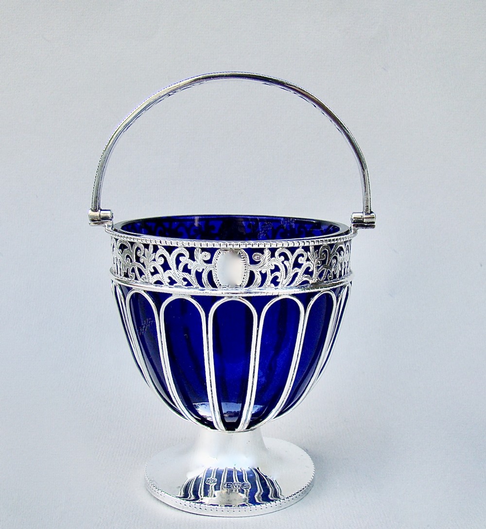 elegant edwardian silver wirework sugar basket by alfred marston chester 1906
