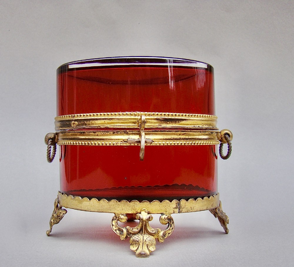 french palais royal ruby glass casket with gilt ormulu mounts circa 1860