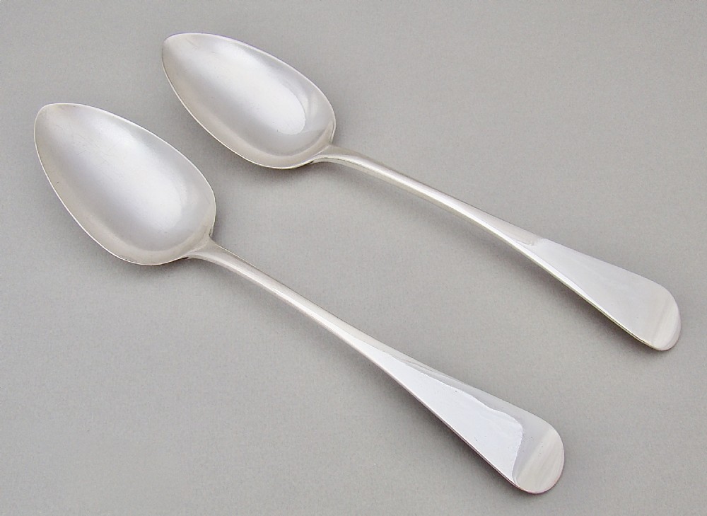 elegant pair of georgian silver table spoons by henry day london 1820