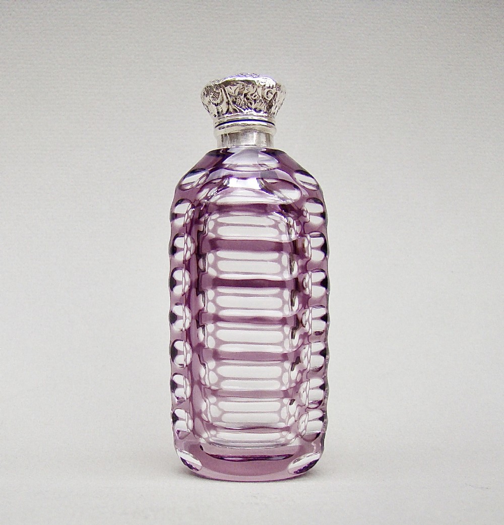 victorian silver and amethyst overlay bohemian glass scent bottle circa 1890