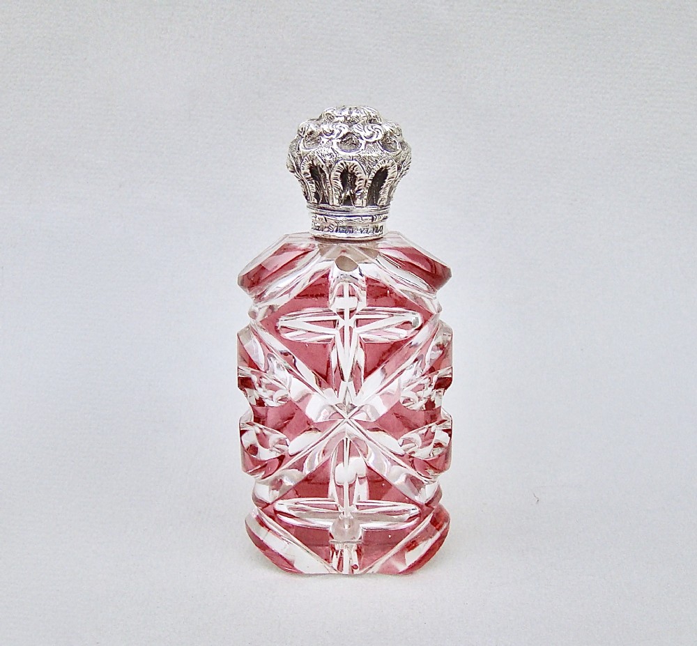 stunning victorian bohemian overlay cranberry glass scent bottle circa 1870