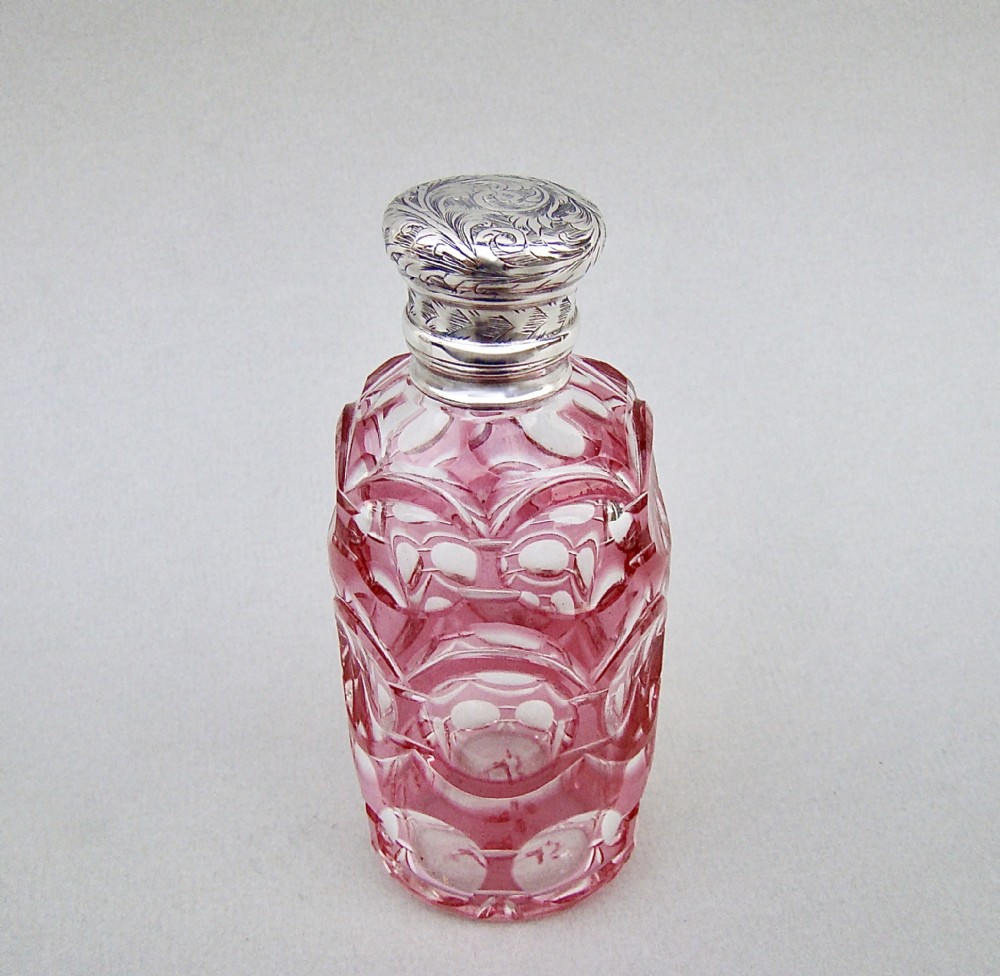 exquisite victorian overlay cranberry glass scent bottle circa 1890