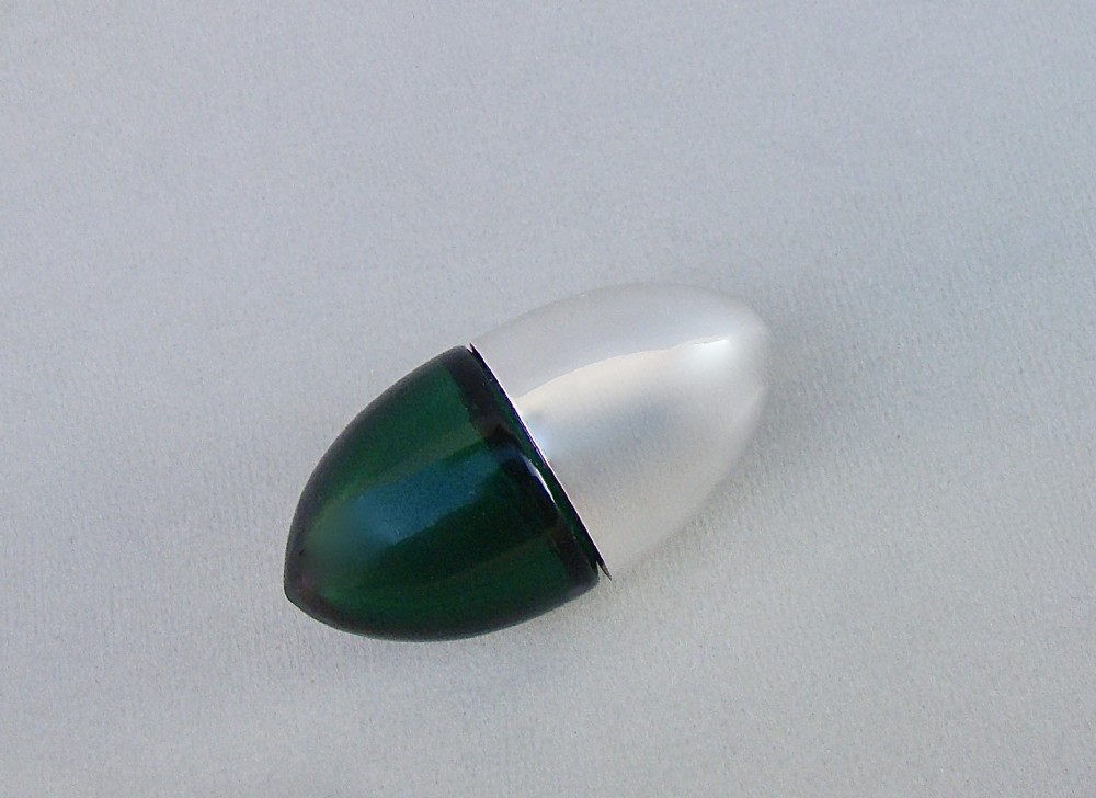 large emerald green glass bullet shaped scent bottle with silver plated lid circa 1900