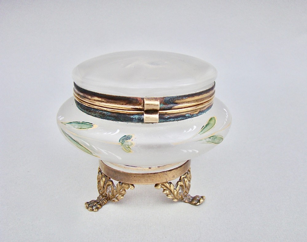 19th century french enamelled glass trinket box circa 1890