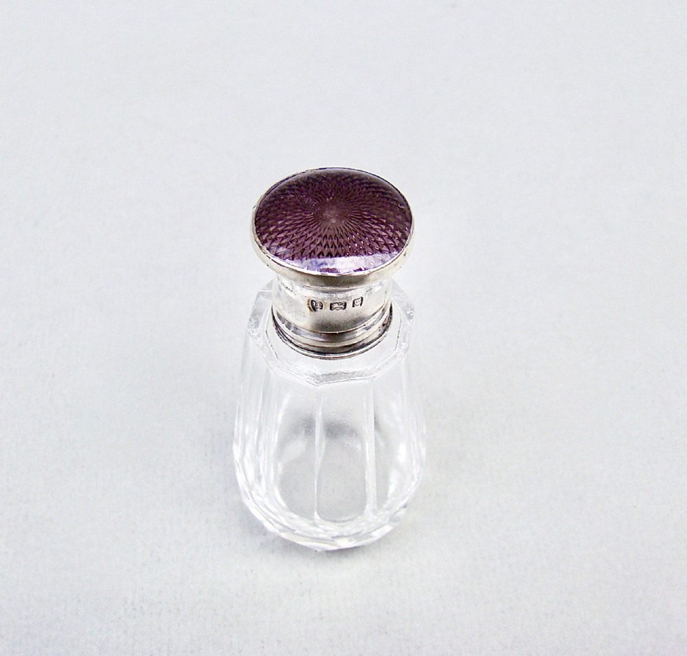 art deco silver and enamelled glass scent bottle by henry perkins london 1928