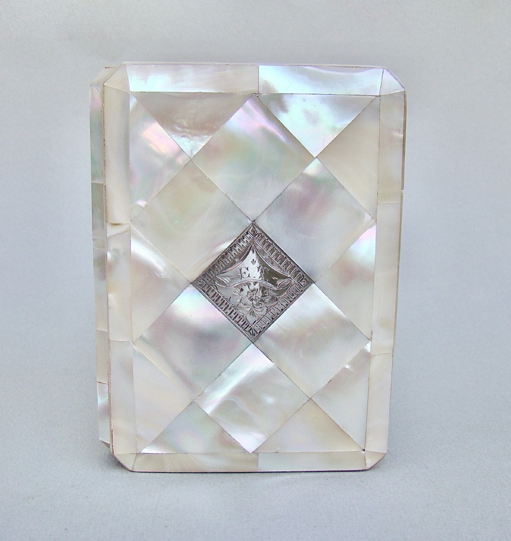exquisite victorian silver mother of pearl calling card case circa 1870