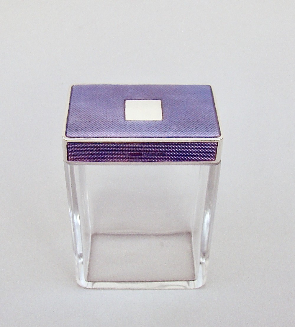 fabulous silver and guilloche enamel dressing table jar by b g west london 1942