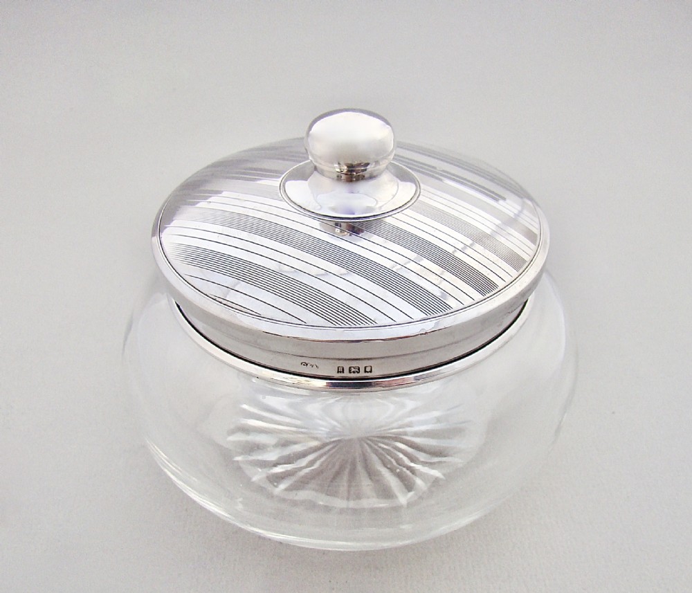 elegant art deco silver dressing table jar powder bol by collett anderson london 1925
