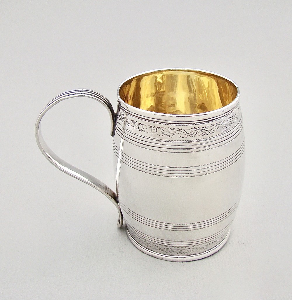 exquisite georgian silver christening mug by john emes london 1798
